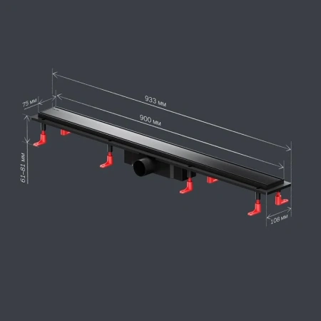 Душевой лоток под плитку 90 см Am.Pm PrimeFlow W02SC-U11-090-04BM черный матовый