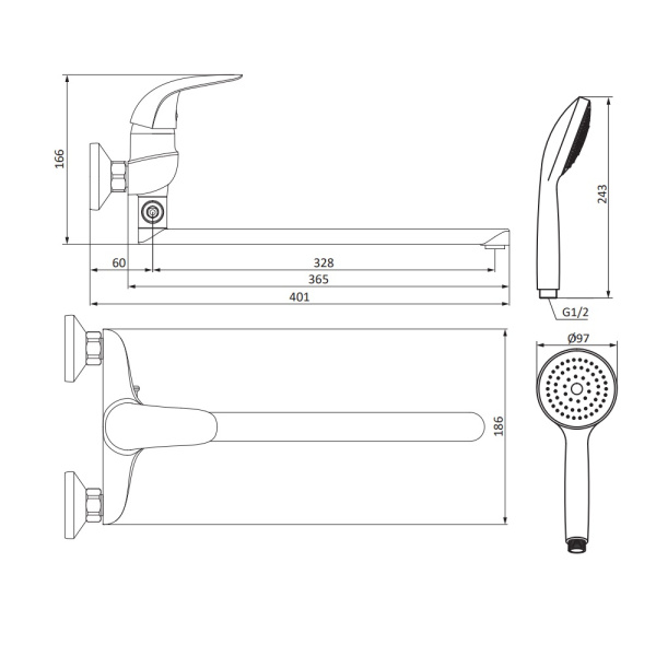 Смеситель для ванны Damixa Palace Bit 319500000