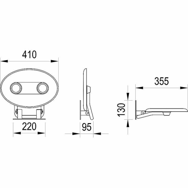 Сиденье для душа Ravak Ovo P II Opal/Black B8F0000057