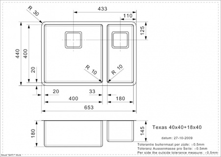 Мойка кухонная Reginox Texas L (40x40+18x40) 41475