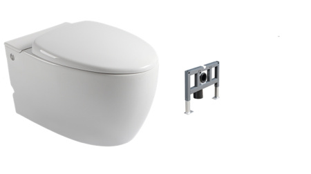 Подвесной безободковый унитаз Cerutti Spa Kanin Aria C-375C с импульсным смывом, сиденье Soft Close, белый