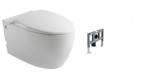 Подвесной безободковый унитаз Cerutti Spa Kanin Aria C-375C с импульсным смывом, сиденье Soft Close, белый