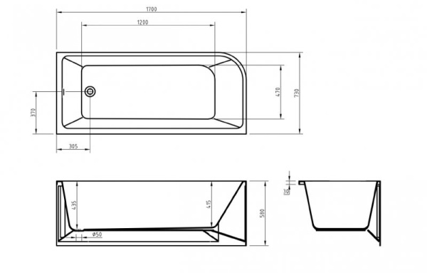 Акриловая ванна (170х73) BelBagno BB712-1700-730-R Акриловая ванна (170х73) BelBagno BB712-1700-730-R
