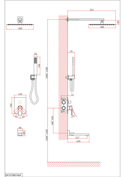 Душевой комплект с изливом D&K Bayern.Liszt DA1515607A04 Душевой комплект с изливом D&K Bayern.Liszt DA1515607A04