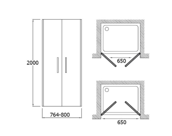 Душевая дверь 80 см Jacob Delafon Contra E22B80-GA