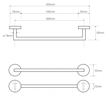 Полотенцедержатель 655 мм Bemeta Omega 104204042