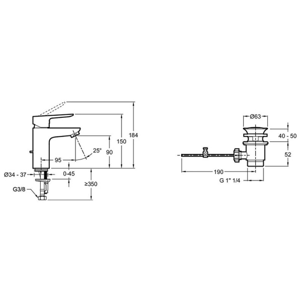 Смеситель для раковины Jacob Delafon Oscar E29842-BL