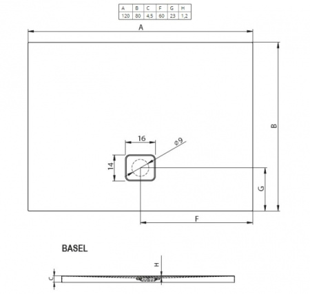 Душевой поддон (120х80) Riho Basel D005008005