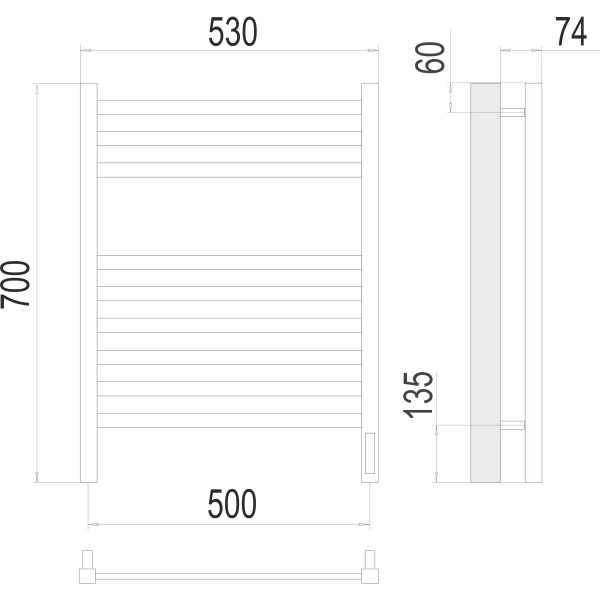 Полотенцесушитель электрический Terminus Ното (500х700) П9 4670078526960