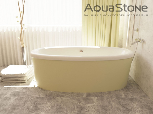 Ванна из искусственного камня Aqua Stone Оливия 180 с фронтальным экраном
