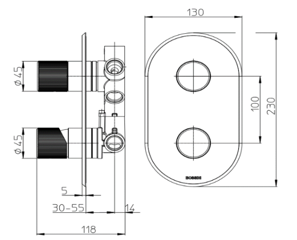 Смеситель для ванны на 2-5 потребителей Bossini Ply Z00933.030 хром 