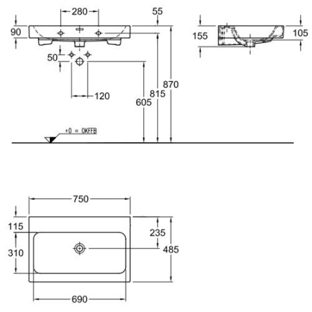 Раковина накладаня (75х48) Geberit iCon 124078000
