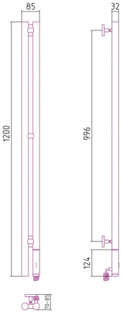 Полотенцесушитель электрический (120х8,5) Сунержа Нюанс 3.0 00-5843-1253 правый