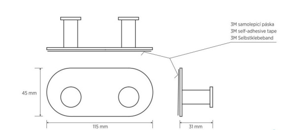 Крючок двойной, черный Bemeta Easy 163106370