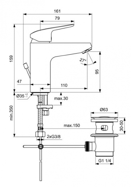 Смеситель для раковины Ideal Standard Ceraflex B1713AA