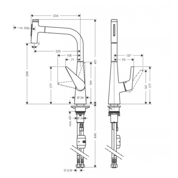 Смеситель для кухни Hansgrohe Talis Select M51 72823000, хром