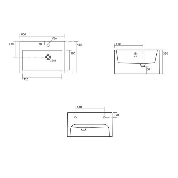 Раковина подвесная (80х46,5) Kerasan Kanaal 574101*1 белый