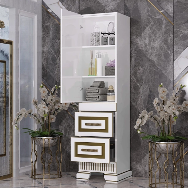 Пенал Opadiris Оникс левый Белый глянцевый с золотой патиной Z0000005741