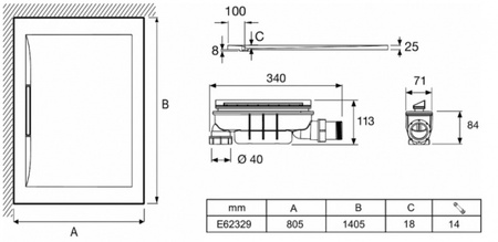 Душевой поддон Jacob Delafon Flight Pure 140x80 E62329-00