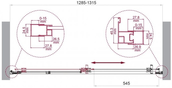 Душевая дверь BelBagno Luce LUCE-BF-1-130-C-Cr