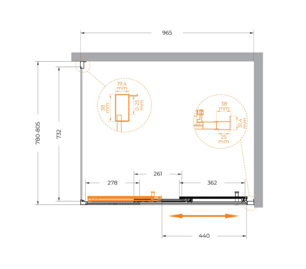 Душевой уголок (100х80) CEZARES MOLVENO-AHF-31-100/80-C-CR-IV