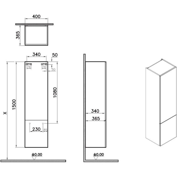 Шкаф-пенал Vitra Metropole Pure 67344 левый