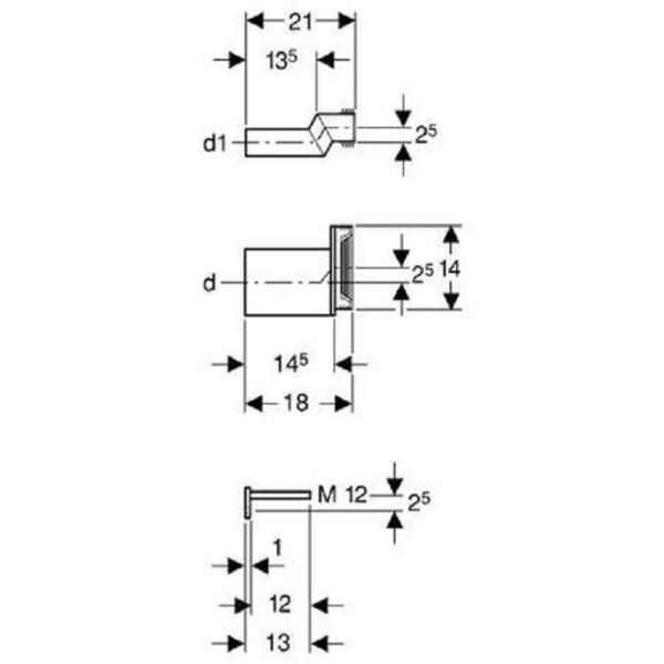 Соединительный комплект Geberit для подвесного унитаза, с крепежным элементом, эксцентриковый: d=110мм, d1=45мм 405.012.00.1