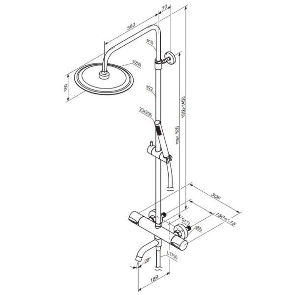 Душевая система с изливом Damixa Scandinavian Pure 936810300