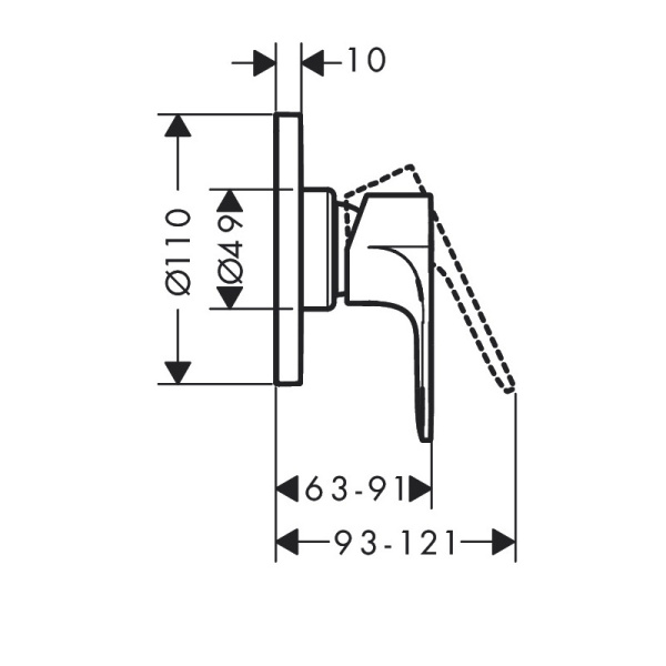 Смеситель Hansgrohe Rebris E для душа 72659670, черный матовый
