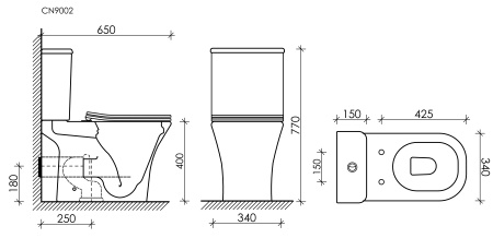 Чаша с сиденьем Ceramica Nova Alfa Rimless CN9002-B без бачка