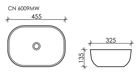 Раковина накладная (45,5х32,5) Ceramica Nova ELEMENT CN6009MW