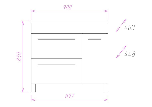 Тумба под раковину напольная Onika Олимп 90 109015