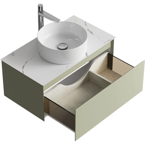 Тумба без раковины 80 см Aqwella Geometria GE01081SH шалфей зеленый матовый