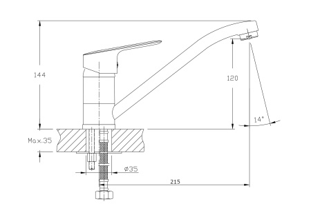 Смеситель для кухонной мойки RUSH Crete CR3535-25