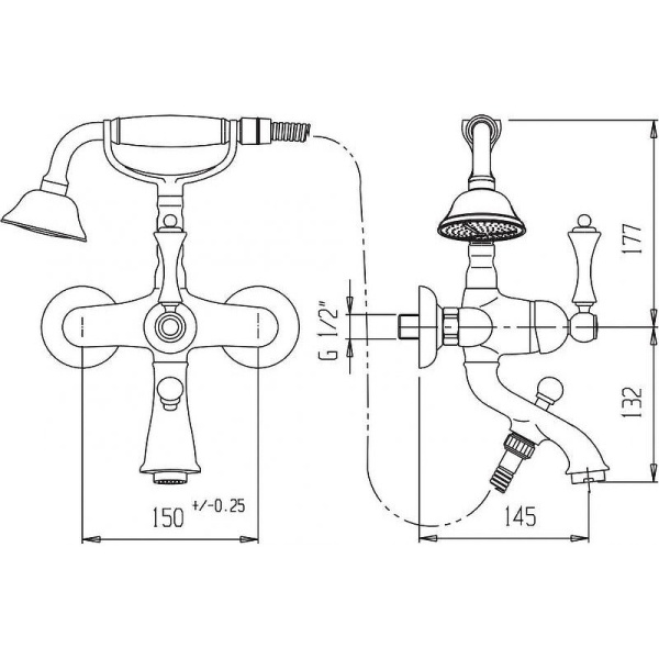 Смеситель для ванны Cezares Margot MARGOT-VDM-03/24-M