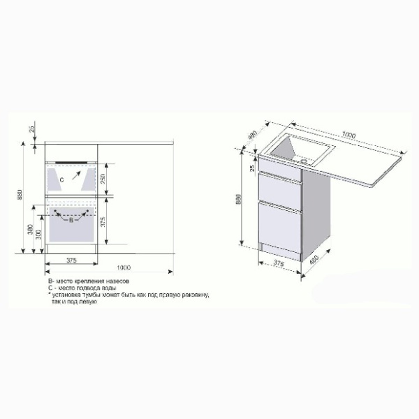 Тумба под стиральную машину напольная Style Line Даллас СС-00000514 белый