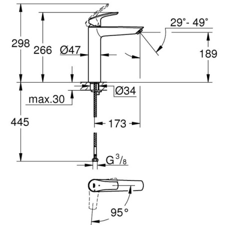 Смеситель для раковины Grohe Eurosmart 2397122 433 (2397122433) черный матовый