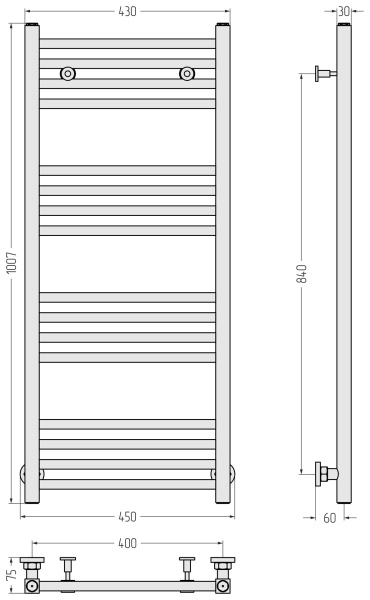 Полотенцесушитель водяной Сунержа Модус (1000х400) 7006-0250-1040 Полотенцесушитель водяной Сунержа Модус (1000х400) 7006-0250-1040