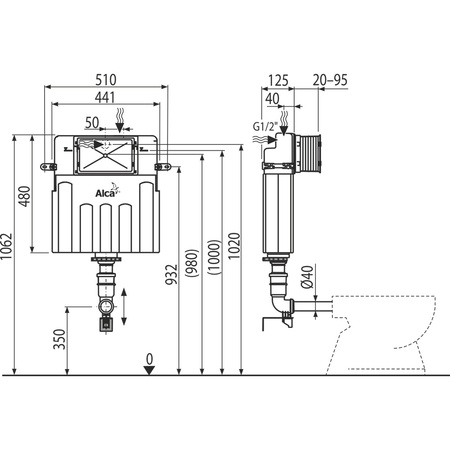 Смывной бачок скрытого монтажа Alcaplast Basic мodul AM112-0001