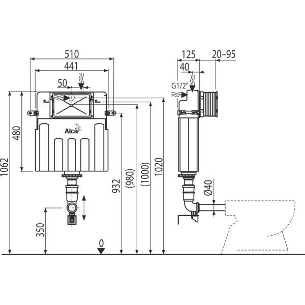 Смывной бачок скрытого монтажа Alcaplast Basic мodul AM112-0001