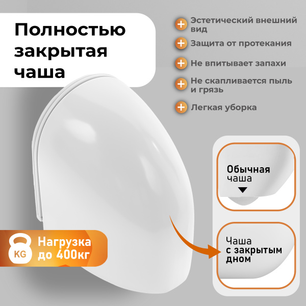 Унитаз подвесной безободковый Grossman  GR-4455SQC с сиденьем микролифт