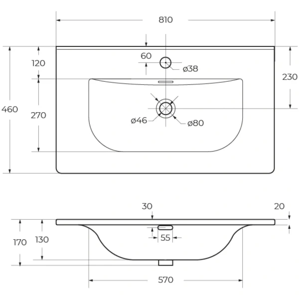 Керамическая раковина CEZARES CZR-8099-80