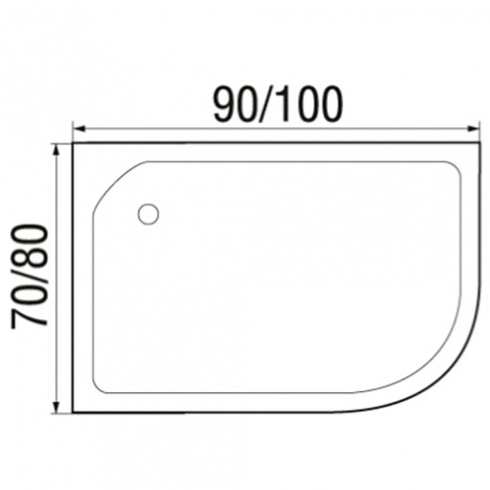 Акриловый душевой поддон (90х80) Wemor 10000006055 Левая