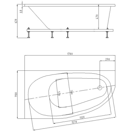 Акриловая ванна Aquatek Дива (170х90) DIV170-0000003 правая