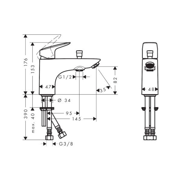 Смеситель на борт ванны Monotrou Hansgrohe Logis 71315670 черный матовый