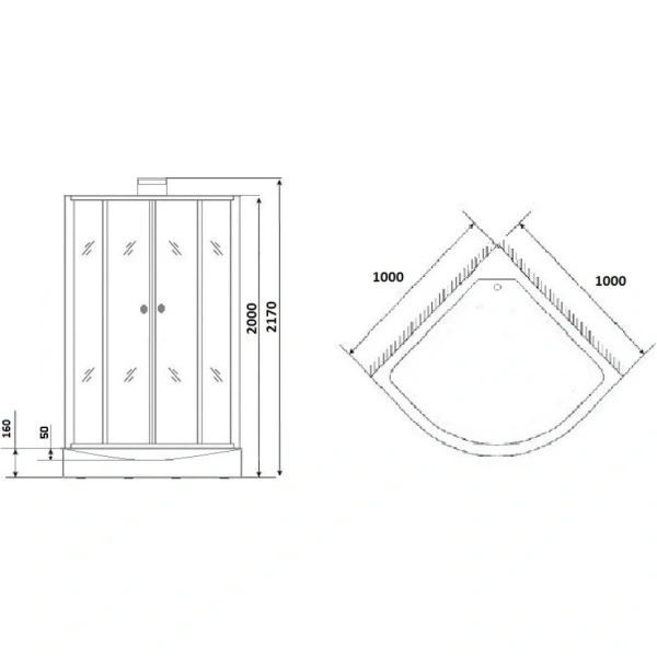 Душевая кабина (100х100) Grossman Elegans GR250 раздвижная, черный, прозрачный