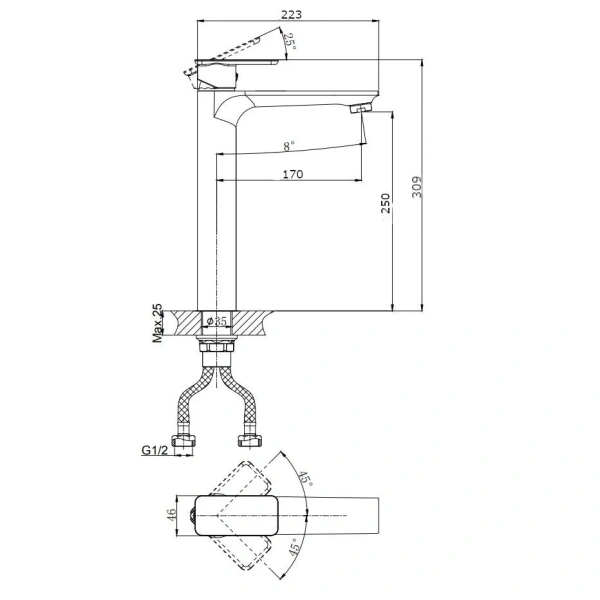 Смеситель для раковины RUSH Bruny BR4335-11 Смеситель для раковины RUSH Bruny BR4335-11
