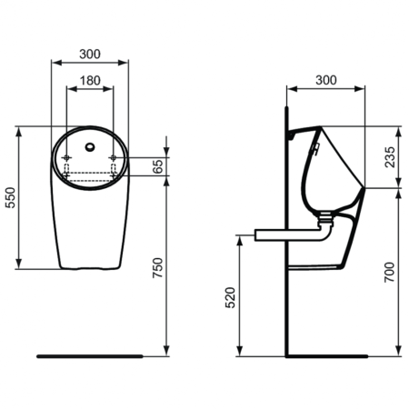 Безводный писсуар Ideal Standard SPHERO MIDI Waterless E189601