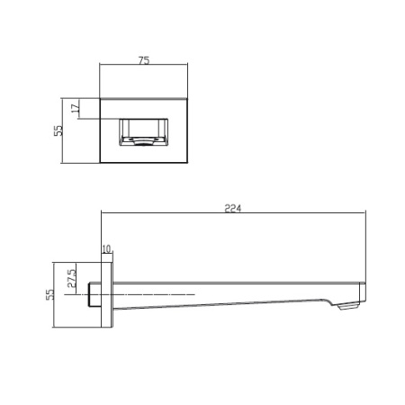 Излив для ванны Villeroy & Boch Architectura Square TVT12500200061