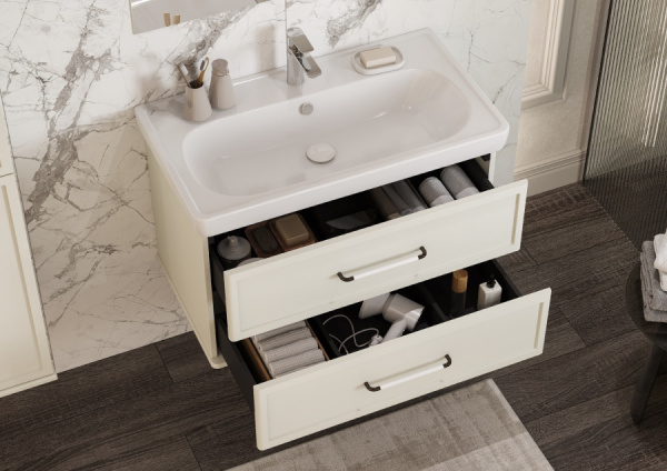 Тумба под раковину Aquaton Нео-Классика 85 1A286301NCTG0 белый камень (без раковины)